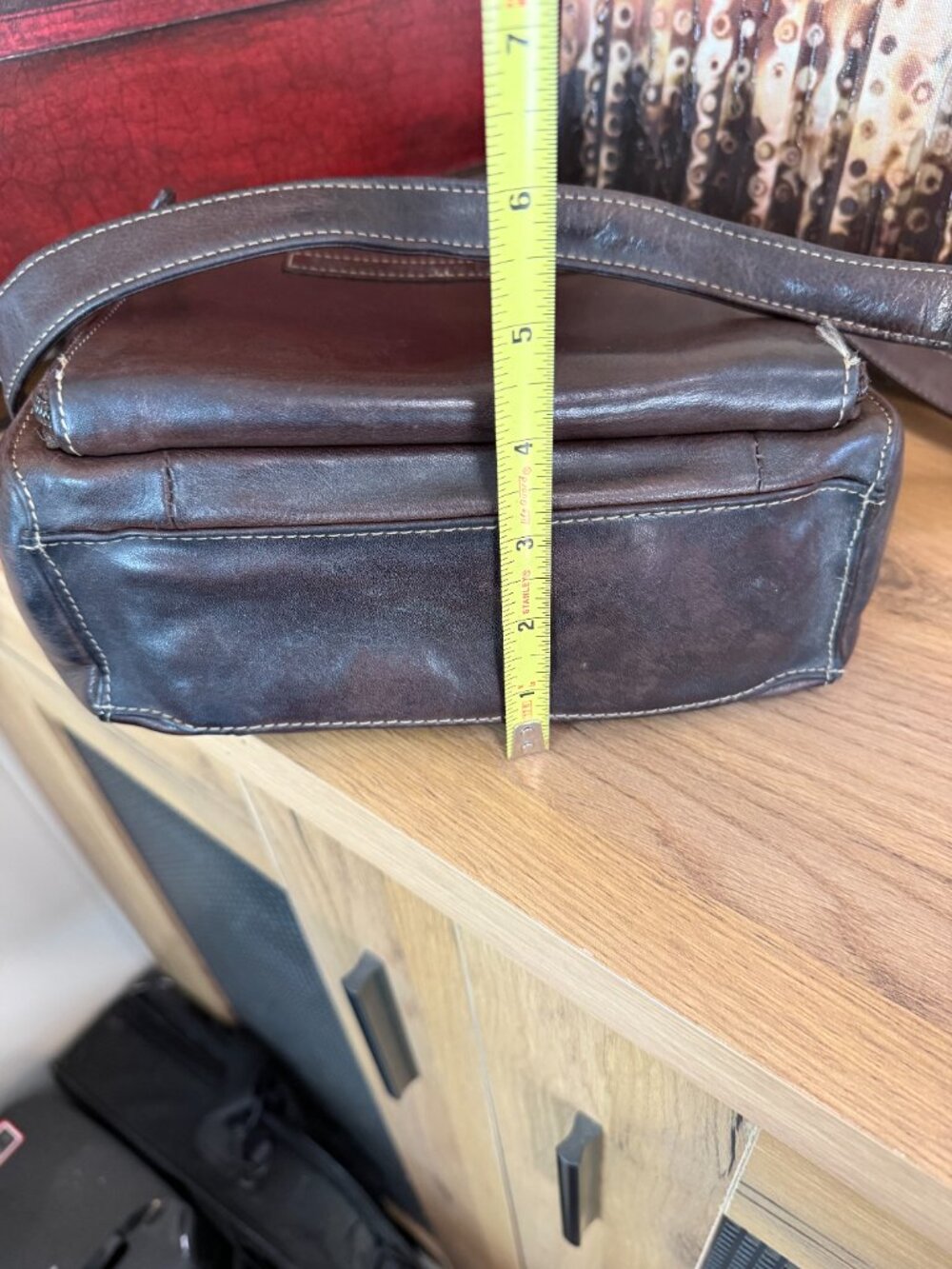 Fossil Brown Leather Crossbody Organizer Bag with Key Charm - Picture 15 of 16